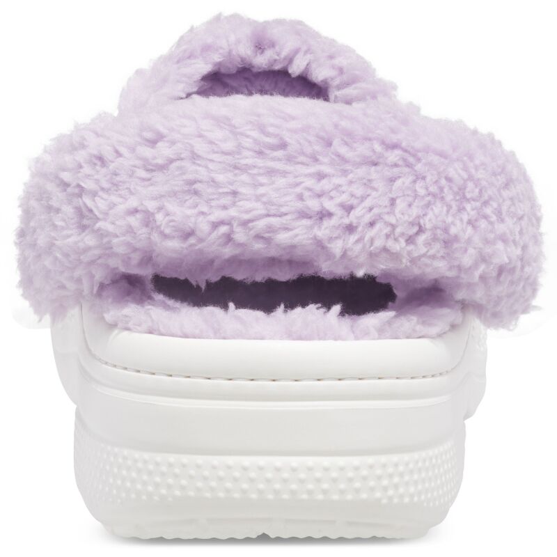 Crocs™ Baya Lined Fuzz Strap Clog White/Lavender