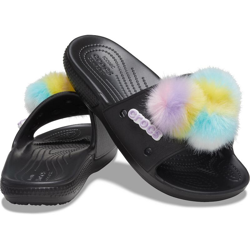 Crocs™ Classic Fur Sure Slide Black