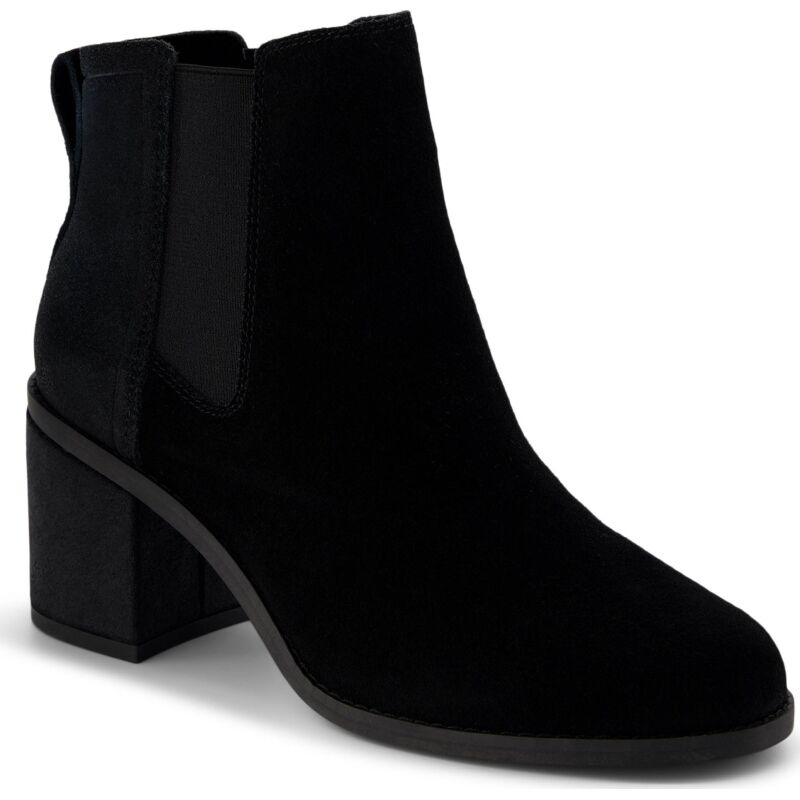 TOMS SUEDE/METALLIC WOMEN'S  EVELYN CHELSEA BOOT 100213 Black