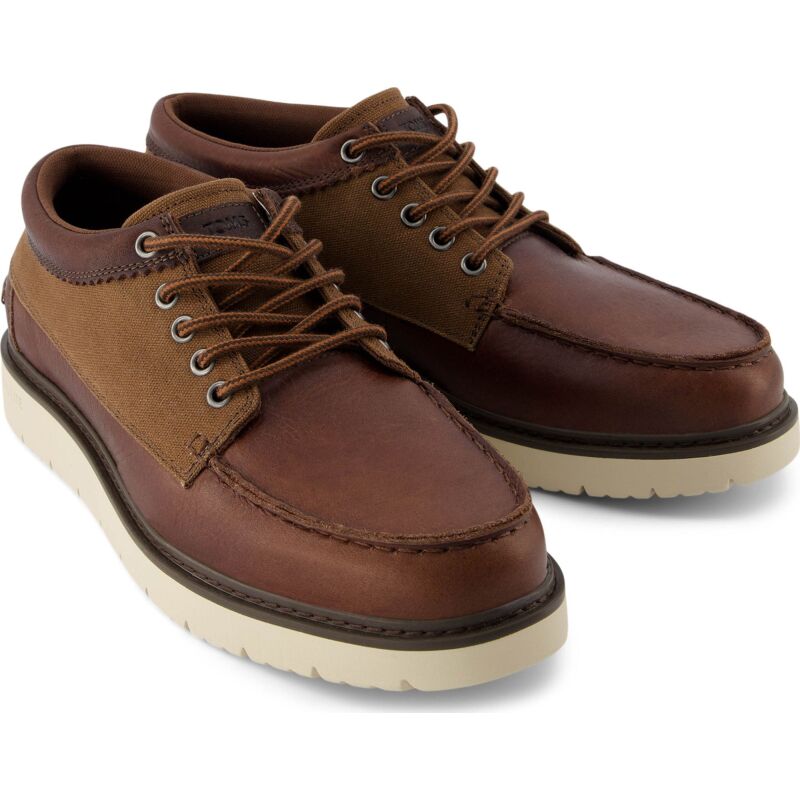 TOMS LEATHER/ WAXED CANVAS MEN'S BOOT 10021387 Brown