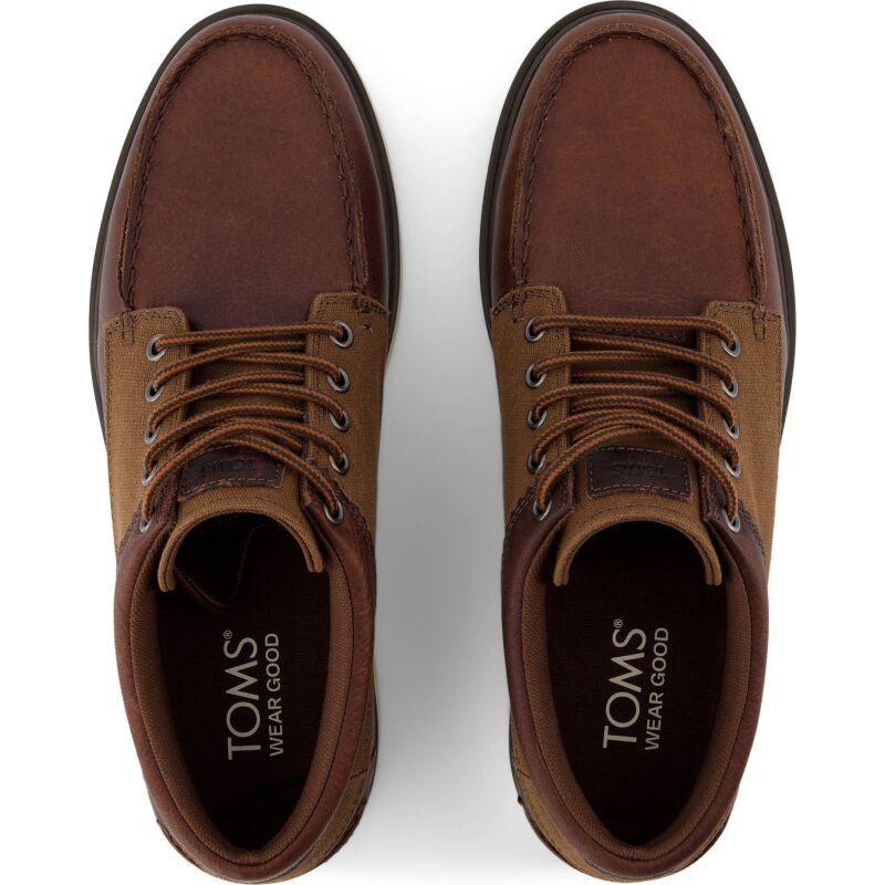 TOMS LEATHER/ WAXED CANVAS MEN'S BOOT 10021387 Brown