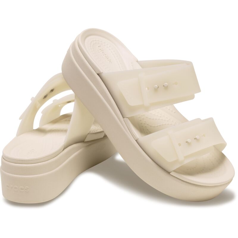Crocs™ Brooklyn Buckle Frosted Low Wedge Sandstone