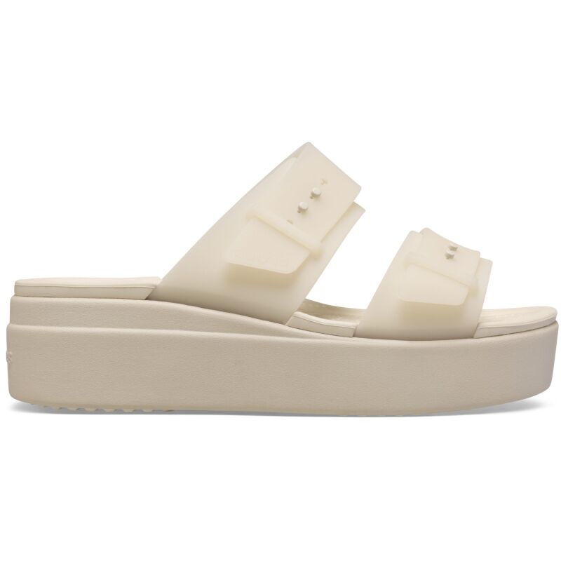Crocs™ Brooklyn Buckle Frosted Low Wedge Sandstone