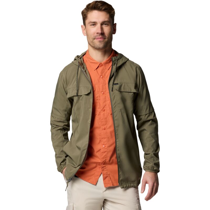 Columbia Skien Valley Hooded Long Sleeve Shirt Men's Stone Green