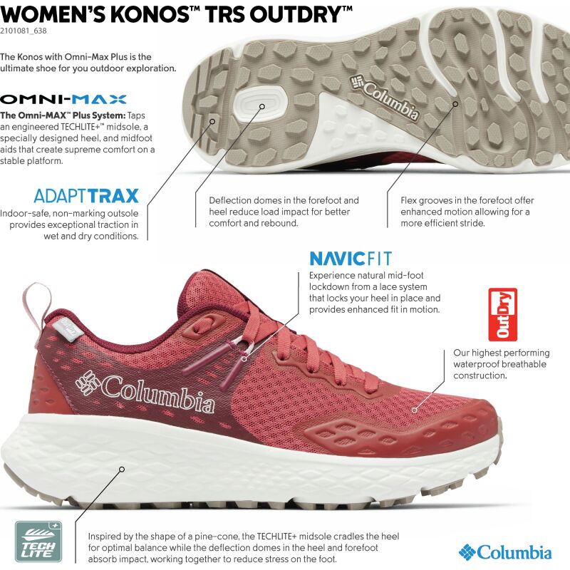 Columbia Konos TRS Outdry Hiking Shoe Women's Dusty Crimson/ Chianti