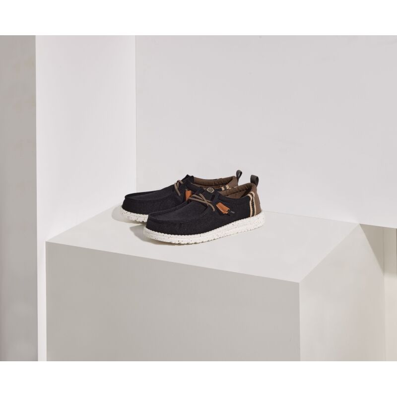 HEYDUDE Wally Summer Linen Men's Black/Walnut