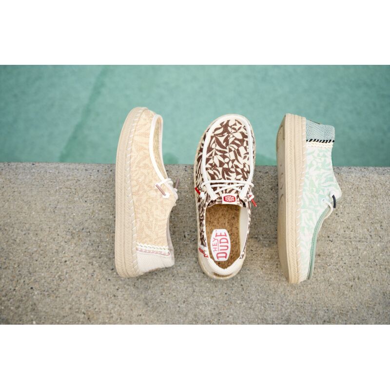 HEYDUDE Wendy Espadrille Retro Palm  43179 Celadon Green/White