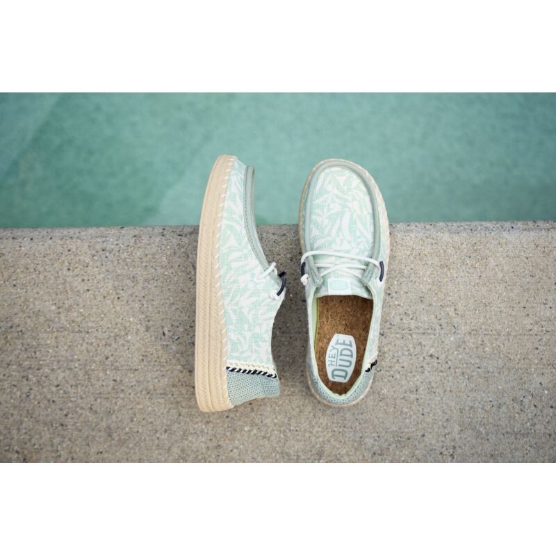 HEYDUDE Wendy Espadrille Retro Palm  43179 Celadon Green/White