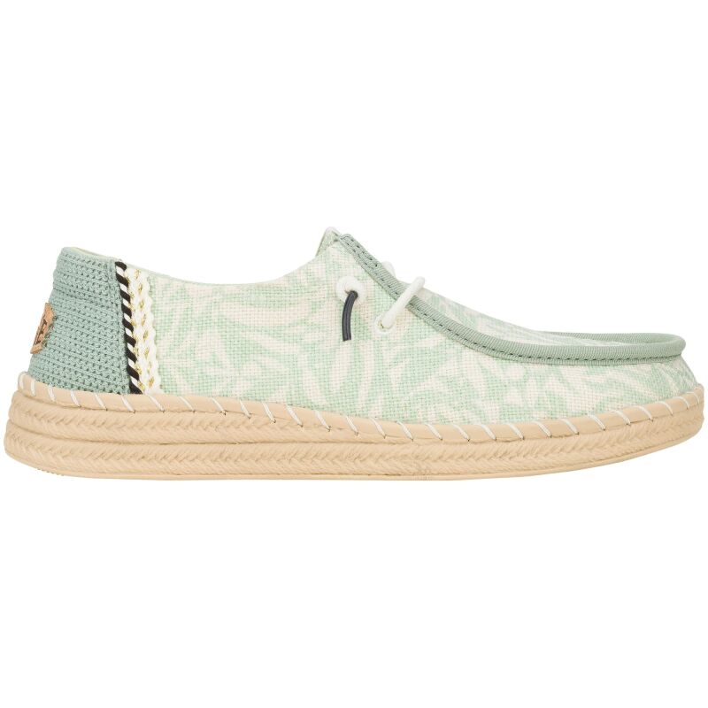HEYDUDE Wendy Espadrille Retro Palm  43179 Celadon Green/White