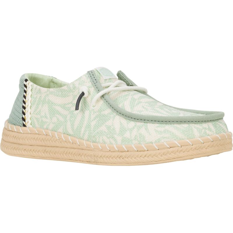 HEYDUDE Wendy Espadrille Retro Palm  43179 Celadon Green/White