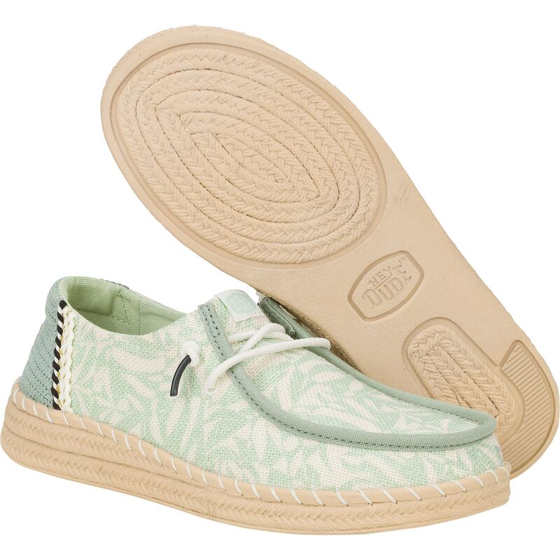 HEYDUDE Wendy Espadrille Retro Palm  43179 Celadon Green/White
