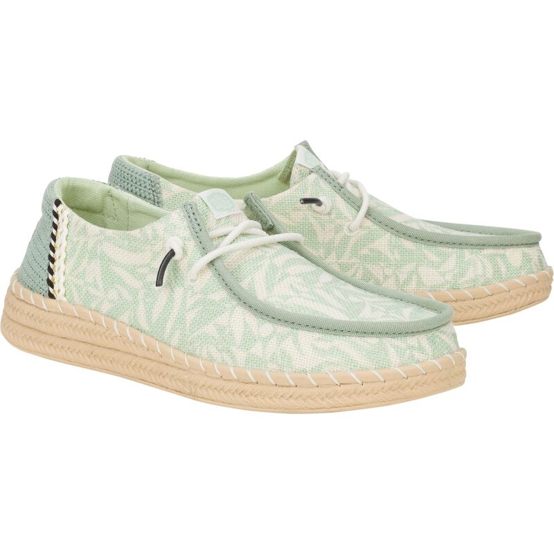 HEYDUDE Wendy Espadrille Retro Palm  43179 Celadon Green/White