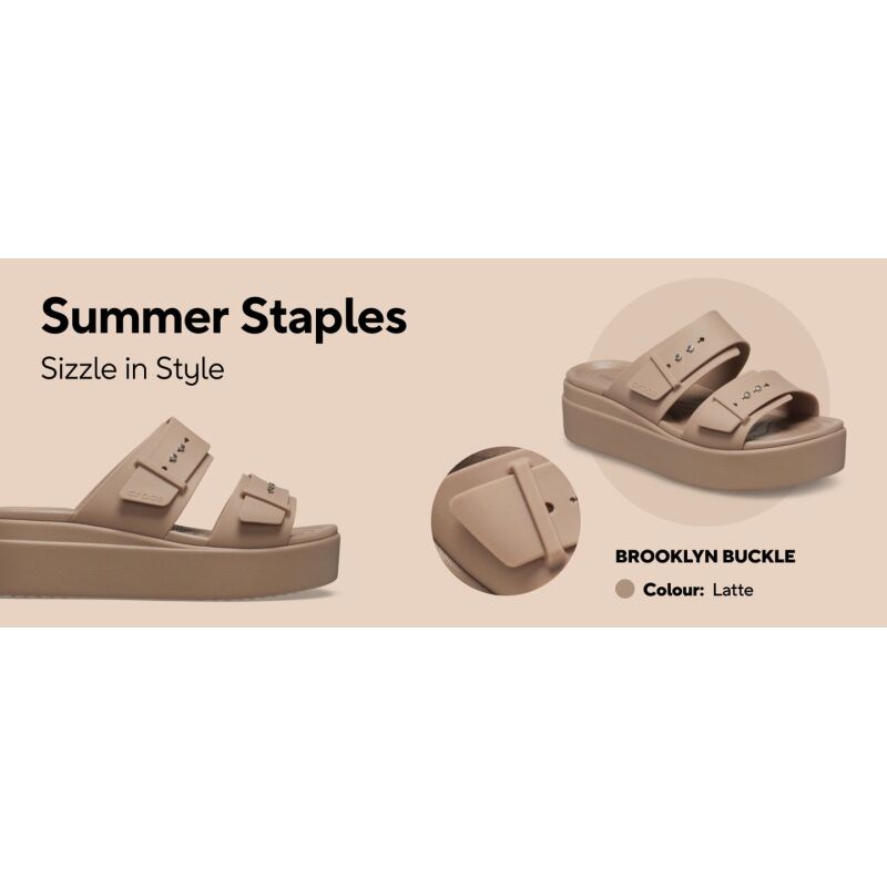 Crocs™ Brooklyn Sandal Low Wedge Women's Latte
