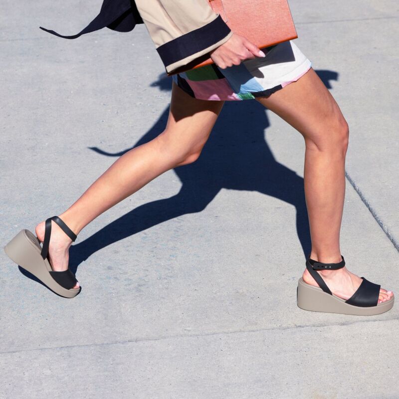 Crocs™ Brooklyn Ankle Strap Wedge Black/Mushroom