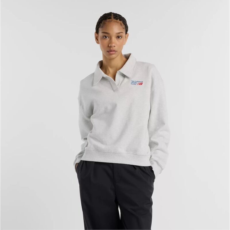New Balance French Terry Polo Sweatshirt Ash Heather