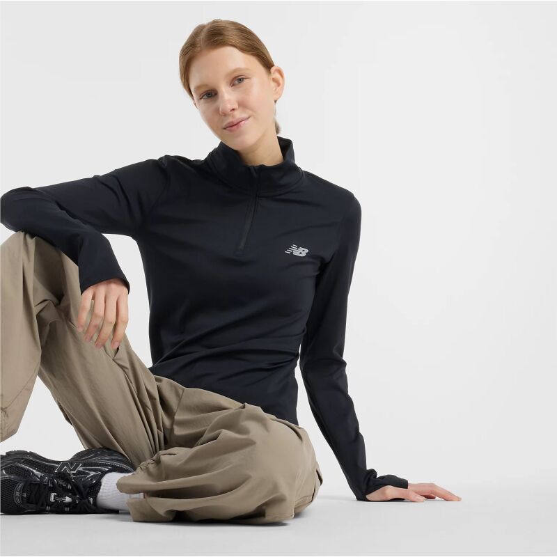 New Balance Script Quarter Zip Black
