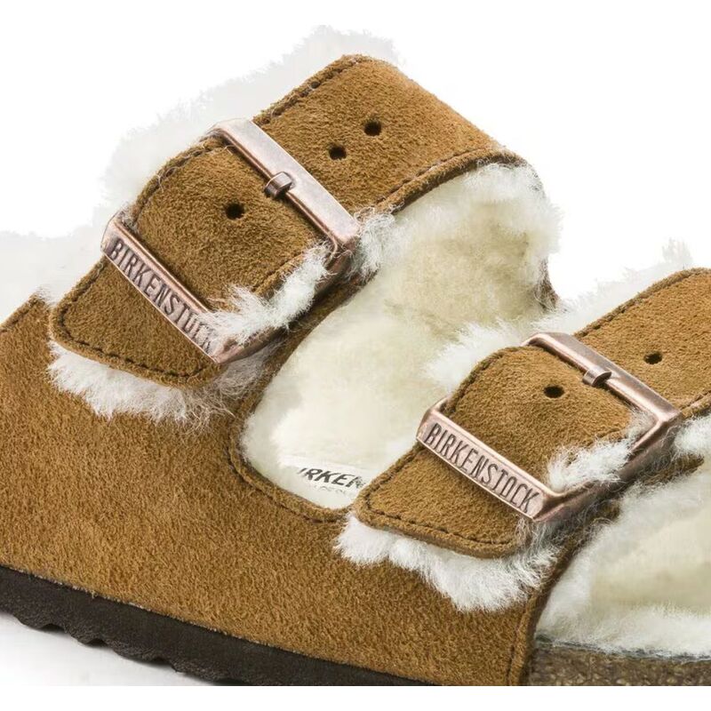Birkenstock Arizona Shearling Suede Leather/Fur Mink