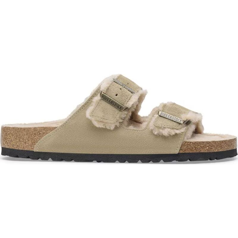 Birkenstock Arizona Shearling Suede Leather/Fur Taupe