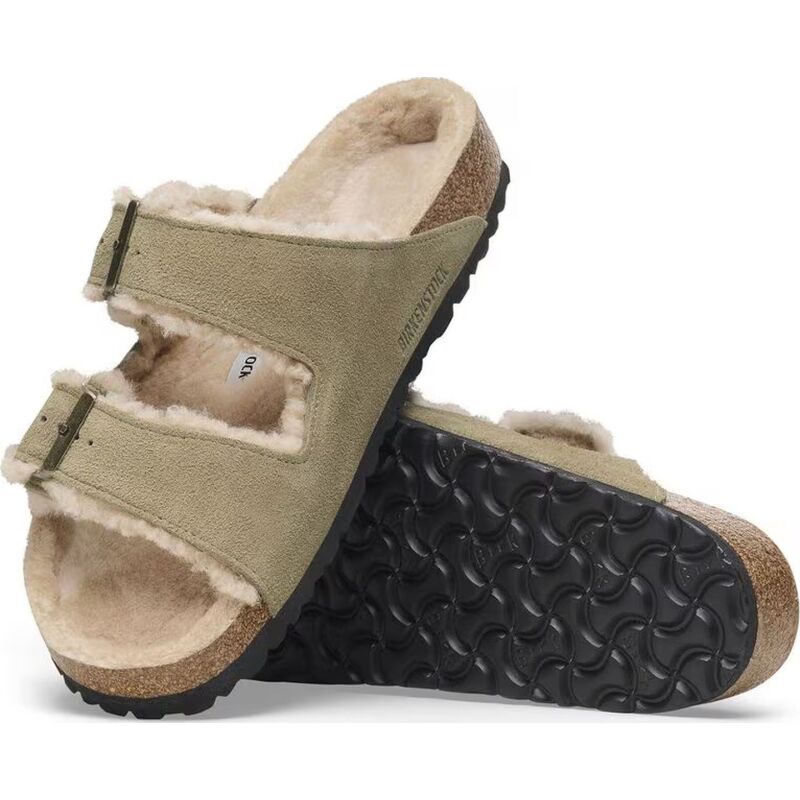 Birkenstock Arizona Shearling Suede Leather/Fur Taupe