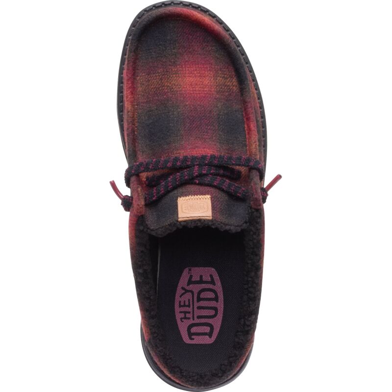 HEYDUDE Wally Slip Cozy Plaid Men's Red Plaid/Black