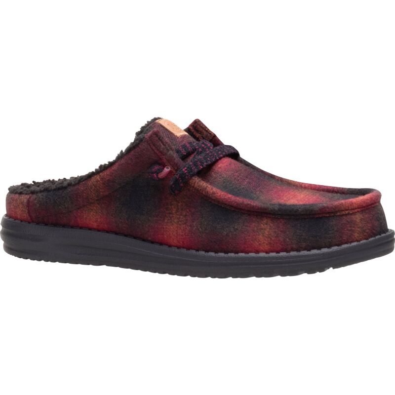 HEYDUDE Wally Slip Cozy Plaid Men's Red Plaid/Black