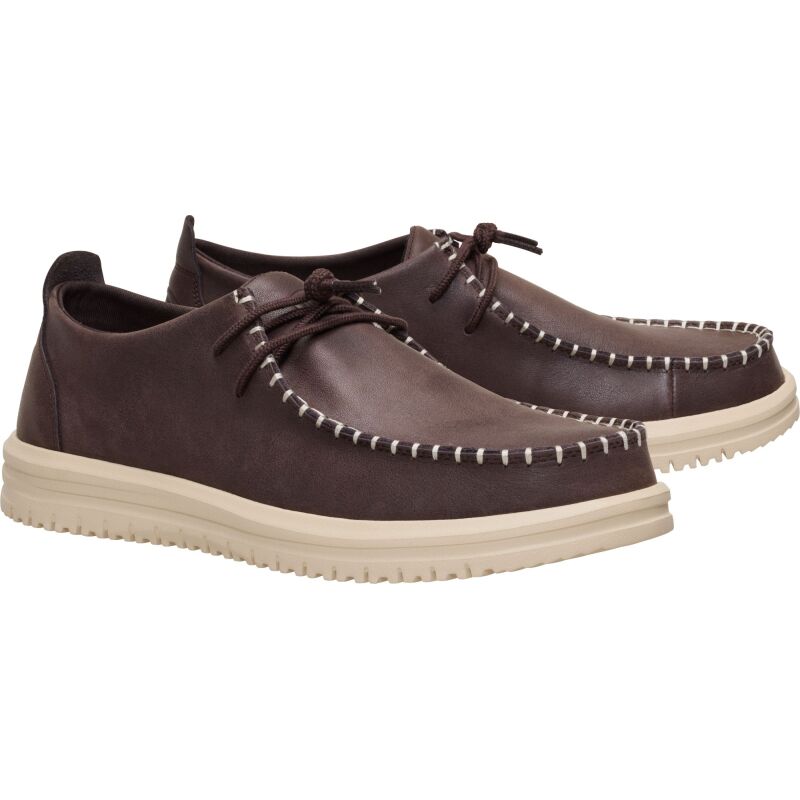 HEYDUDE Wally NXT Moc Leather Men's Mole Brown/Wood Ash