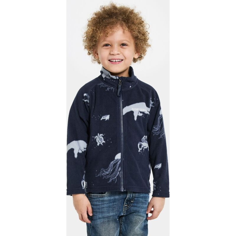 Didriksons Monte Printed Kid's Full-Zip 10 Winter Ocean Blue