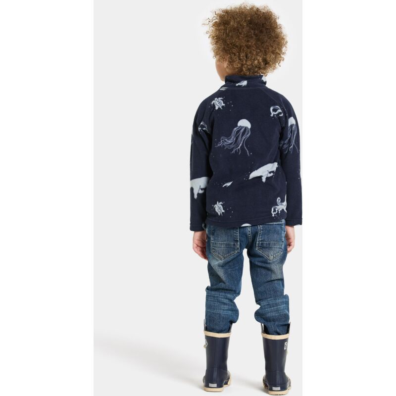 Didriksons Monte Printed Kid's Full-Zip 10 Winter Ocean Blue