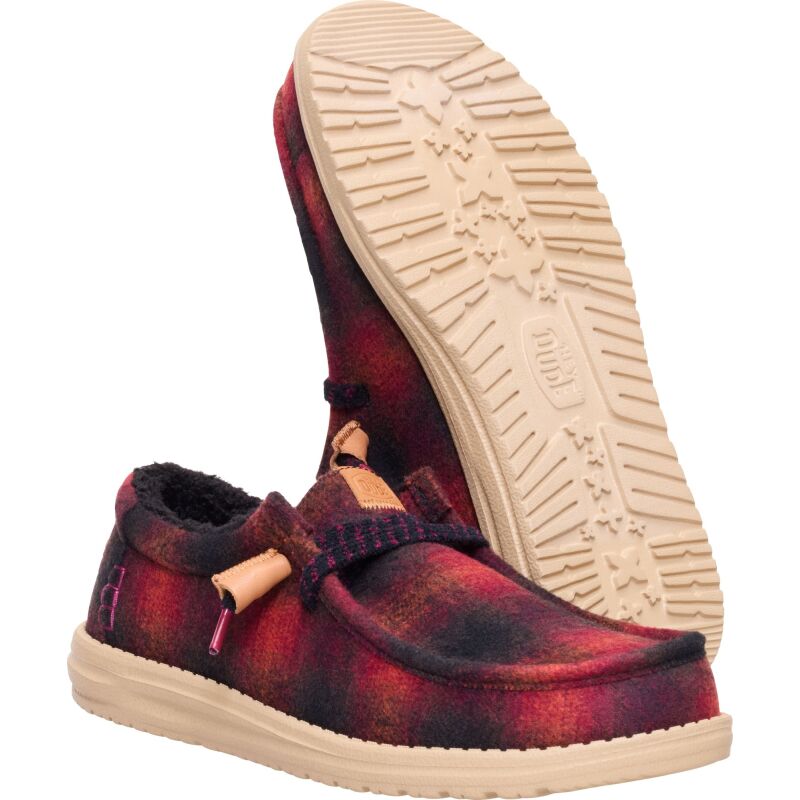 HEYDUDE Wally Cozy Plaid Men's Red Plaid/Black
