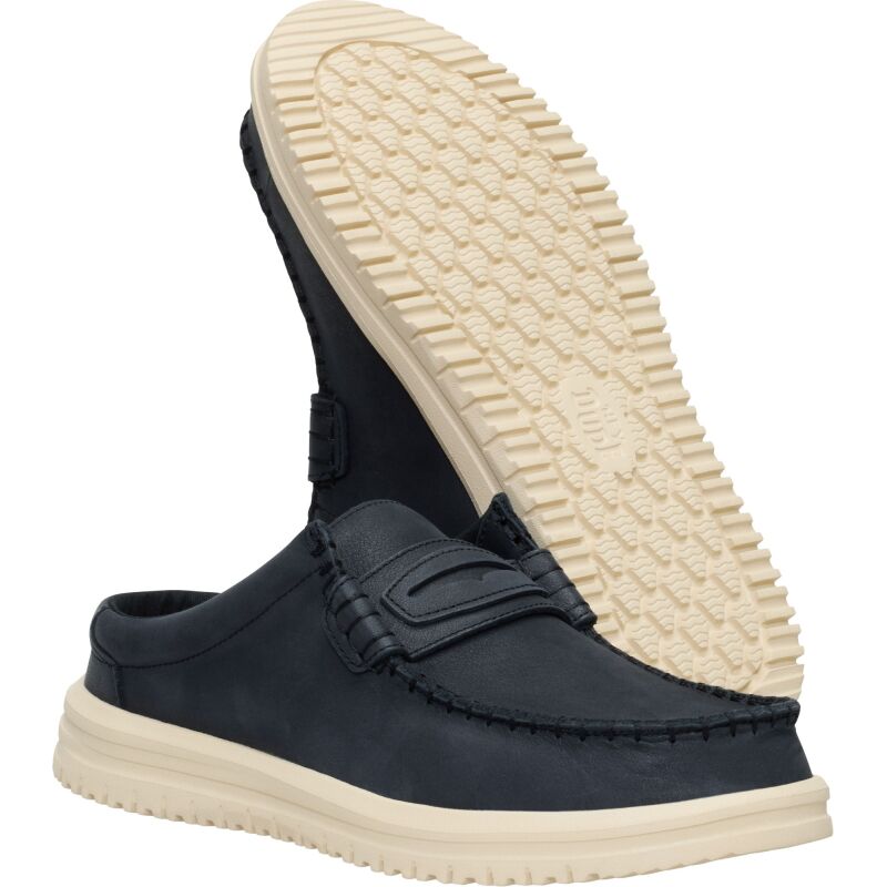 HEYDUDE Wally NXT Mule Leather Men's Black/Wood Ash