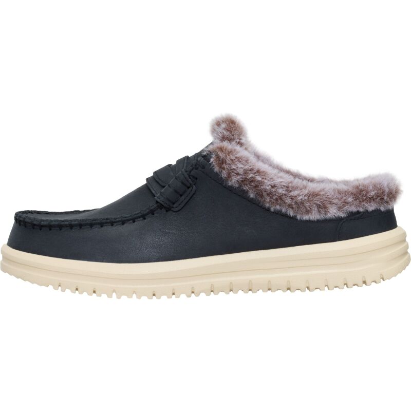 HEYDUDE Wendy NXT Mule Leather Cozy Women's Black