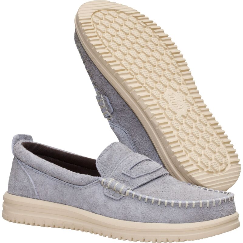 HEYDUDE Wally NXT Loafer Leather Men's Flannel Grey/Wood Ash