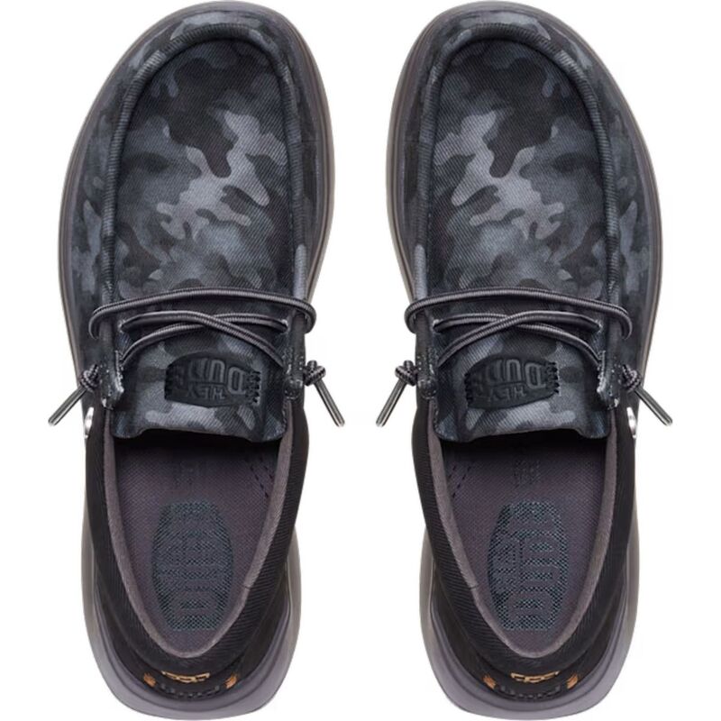 HEYDUDE Wally COMF Worn Twill Men's Black/Gull Grey