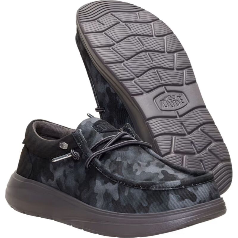 HEYDUDE Wally COMF Worn Twill Men's Black/Gull Grey