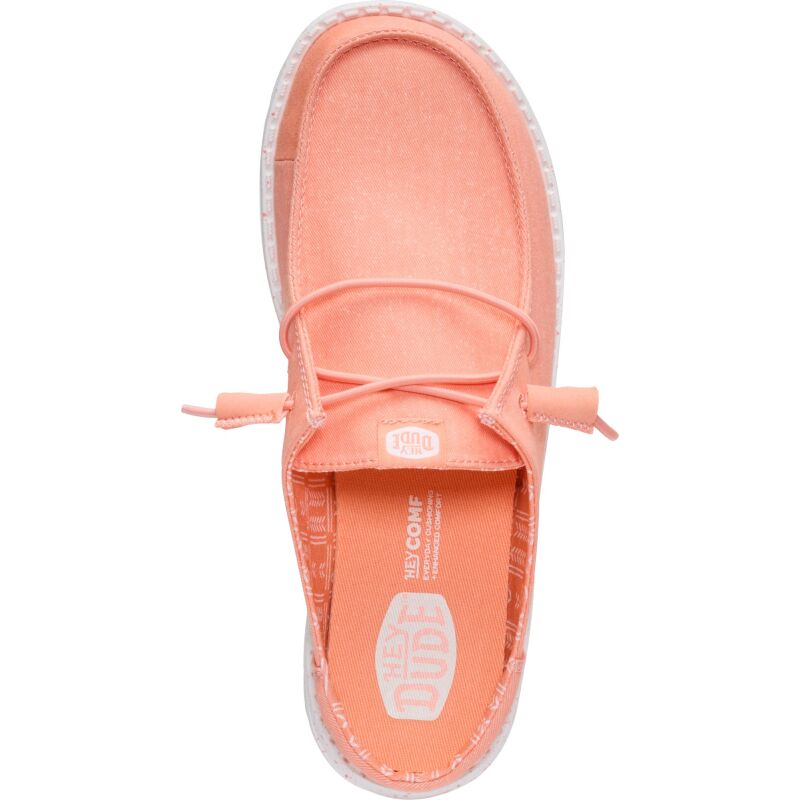 HEYDUDE Wendy Slip Stretch Canvas Women's Peach Pink