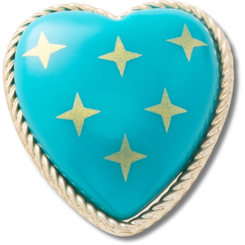 Crocs™ Jibbitz Turquoise and Gold Heart 