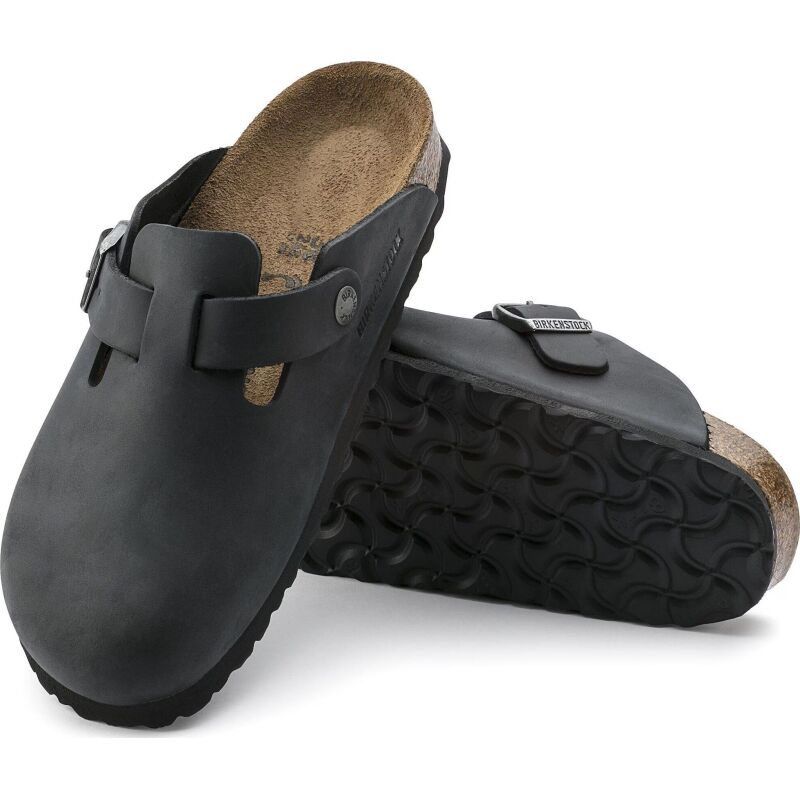 Birkenstock Boston Oiled Leather Narrow Black