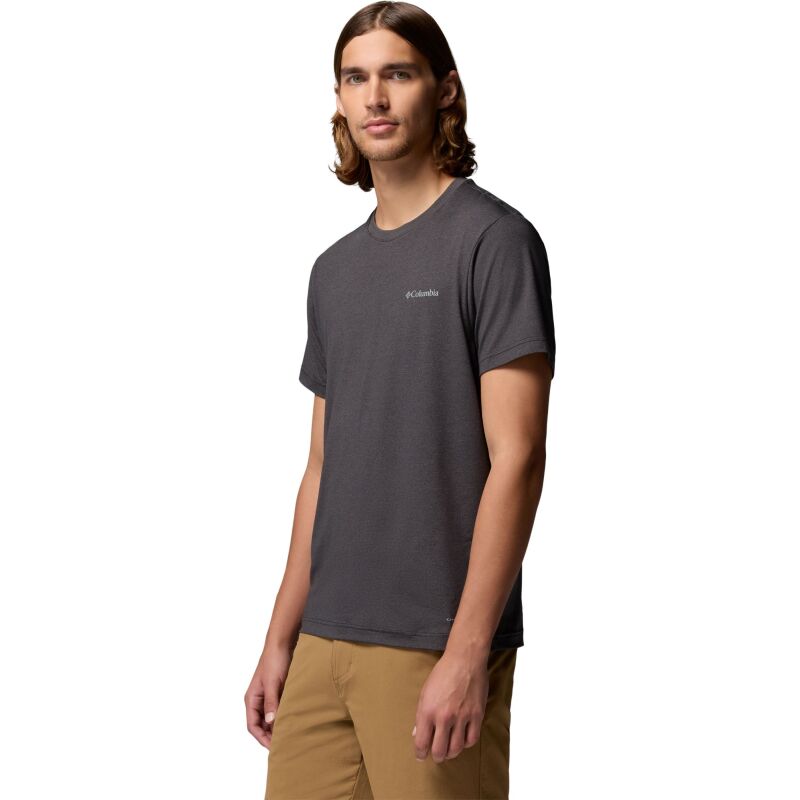 Columbia Parsons Point Short Sleeve Back Graphic Tee Men's Black Heather, Splatter Gem
