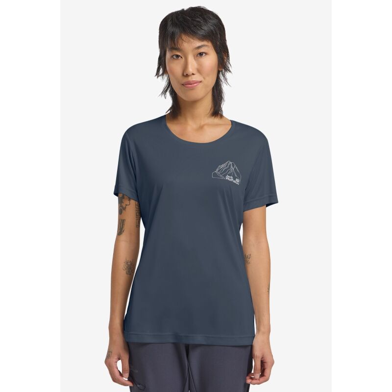 Jack Wolfskin Peak Graphic T-Shirts Women's New Mountain Midnight Sky