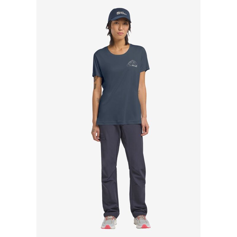 Jack Wolfskin Peak Graphic T-Shirts Women's New Mountain Midnight Sky