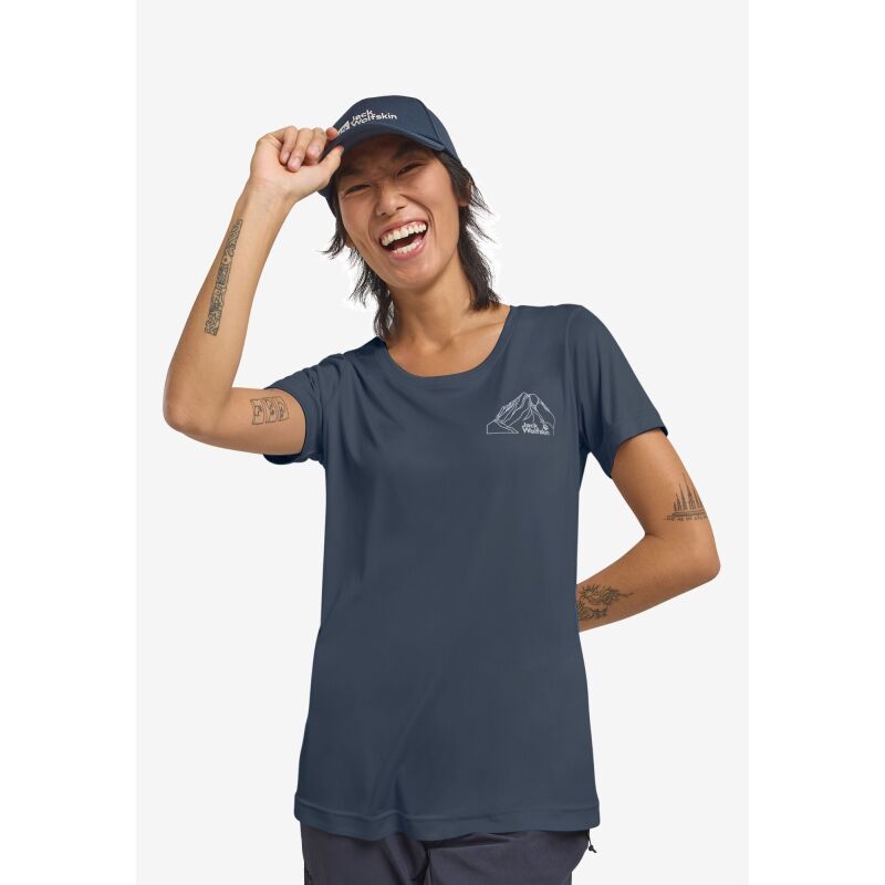 Jack Wolfskin Peak Graphic T-Shirts Women's New Mountain Midnight Sky
