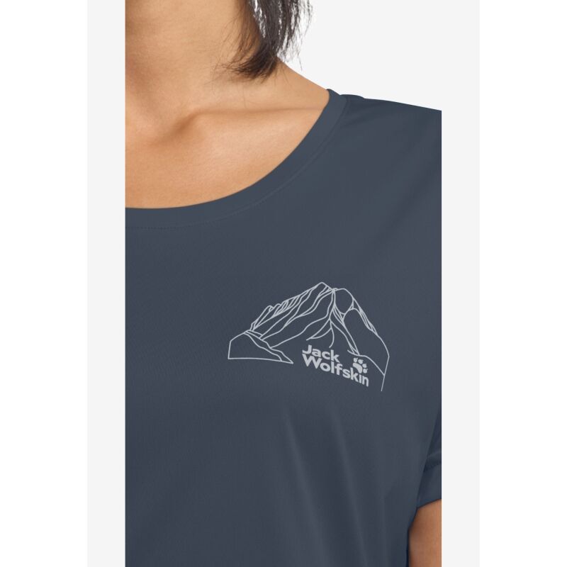Jack Wolfskin Peak Graphic T-Shirts Women's New Mountain Midnight Sky