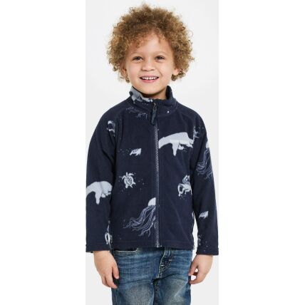 Didriksons Monte Printed Kid's Full-Zip 10 Winter Ocean Blue