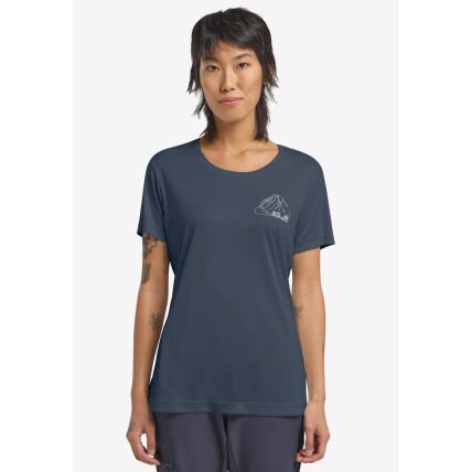 Jack Wolfskin Peak Graphic T-Shirts Women's New Mountain Midnight Sky