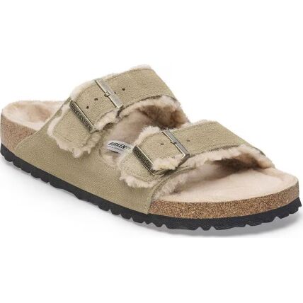 Birkenstock Arizona Shearling Suede Leather/Fur Taupe