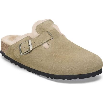 Birkenstock Boston Shearling Suede Leather/Fur Taupe
