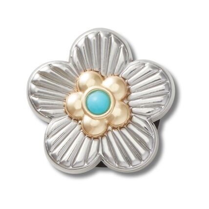 Crocs™ Jibbitz Silver Turquoise Flower 